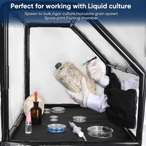 ZZM Still Air Box Mycology Mushroom Grow Kit, Sturdy Laminar Flow Hood for Mycology Supplies/Mushroom Grow Bags/Home Scientists/Mushroom Growers in Kuwait