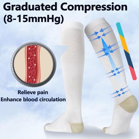 LIN PERFORMANCE Compression Socks for Women and Men 3 Pairs Copper 8-15 mmHg Knee High Support Socks Travel Athletic in Saudi Arabia