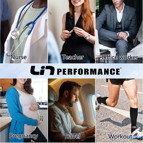 LIN PERFORMANCE Compression Socks for Women and Men 3 Pairs Copper 8-15 mmHg Knee High Support Socks Travel Athletic in Saudi Arabia