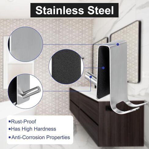 uxcell 2 Pcs Shower Door Hooks, 3 Inch Stainless Steel Extended Over Door Hooks Double Side Glass Door Hook Shower Towel Hooks for Frameless Glass Shower Door, Silver in Saudi Arabia