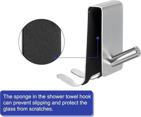 uxcell 2 Pcs Shower Door Hooks, 3 Inch Stainless Steel Extended Over Door Hooks Double Side Glass Door Hook Shower Towel Hooks for Frameless Glass Shower Door, Silver in Saudi Arabia