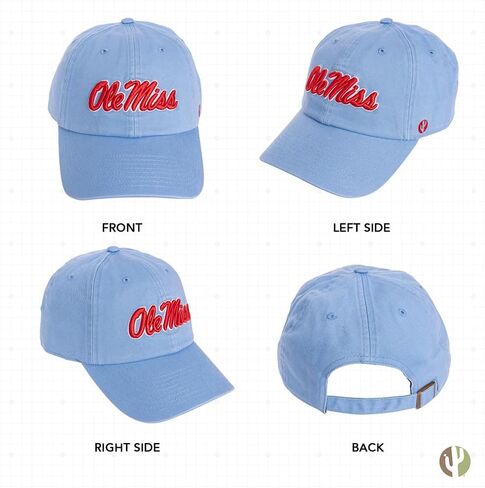 قبعة بيسبول من Desert Cactus Ole Miss University of Mississippi Rebels U of M قبعات مطرزة ذات حواف قابلة للتعديل للبالغين (نمط D1) أزرق in Saudi Arabia