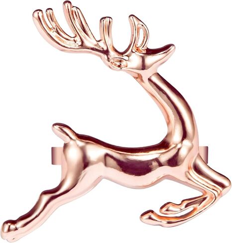 ZeeDix Set of 12 Gold Deer Christmas Napkin Rings for Dinning Table Setting- Rustic Dinner Tables Setting Decoration for Wedding Receptions, Christmas, Thanksgiving Holiday Party Dinner Parties in Saudi Arabia