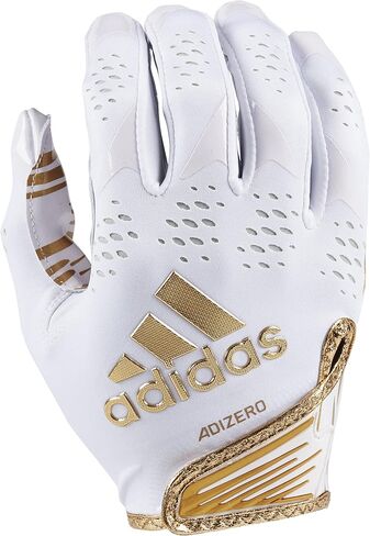 قفازات adidas Adizero 12 Youth لاستقبال كرة القدم، أبيض ذهبي معدني، متوسط، معدات ومعدات كرة القدم الممتازة in Saudi Arabia