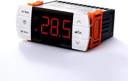 Elitech EK-3021 وحدة تحكم في درجة الحرارة لوحة قابلة للمس ترموستات مع جهاز استشعار للولايات المتحدة الأمريكية وكندا 110 فولت رمادي in Kuwait