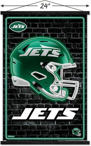 Trends International NFL New York Jets - ملصق حائط 24 خوذة نيون مع إطار مغناطيسي، 22.37 بوصة × 34.00 بوصة، طباعة ممتازة وحزمة شماعة سوداء in Saudi Arabia