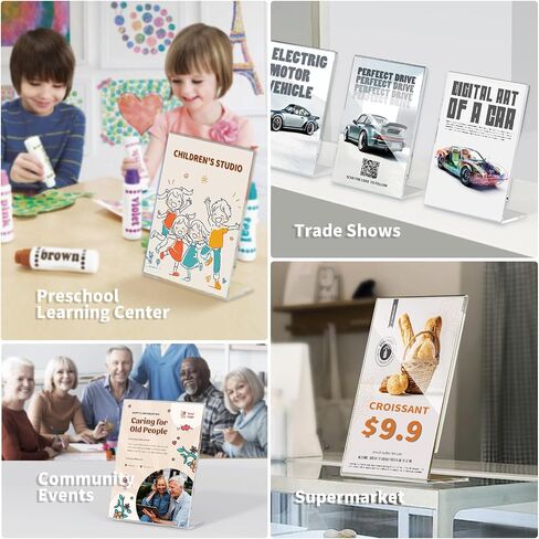 12 حزمة من NIUBEE حامل لافتات أكريليك خلفي مائل مقاس 8.5 × 11، إطارات إطارات صور عمودية شفافة، حامل حامل مستندات لسطح المكتب وحامل عرض ورقي in Saudi Arabia