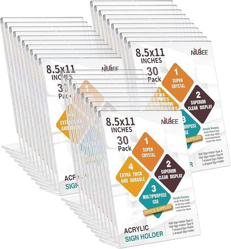 12 حزمة من NIUBEE حامل لافتات أكريليك خلفي مائل مقاس 8.5 × 11، إطارات إطارات صور عمودية شفافة، حامل حامل مستندات لسطح المكتب وحامل عرض ورقي in Saudi Arabia