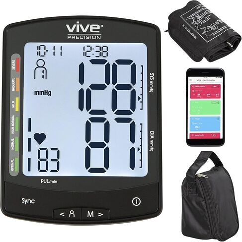 Vive Automatic High Blood Pressure Measurement Kit for at Home Use - Upper Arm BP Cuff & Machine with Digital Screen to Monitor Vital Signs - Portable Checking for Small, Large, and Plus Size Arms in Saudi Arabia