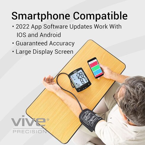 Vive Automatic High Blood Pressure Measurement Kit for at Home Use - Upper Arm BP Cuff & Machine with Digital Screen to Monitor Vital Signs - Portable Checking for Small, Large, and Plus Size Arms in Saudi Arabia