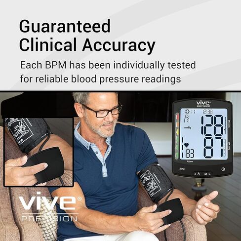 Vive Automatic High Blood Pressure Measurement Kit for at Home Use - Upper Arm BP Cuff & Machine with Digital Screen to Monitor Vital Signs - Portable Checking for Small, Large, and Plus Size Arms in Saudi Arabia