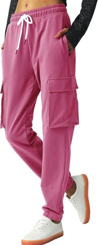 SPECIALMAGIC Women's Cargo Sweatpants Cotton Athletic Joggers 4 Pockets Sporty Pants in Kuwait