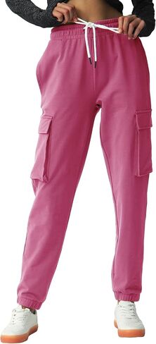 SPECIALMAGIC Women's Cargo Sweatpants Cotton Athletic Joggers 4 Pockets Sporty Pants in Kuwait