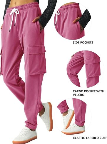 SPECIALMAGIC Women's Cargo Sweatpants Cotton Athletic Joggers 4 Pockets Sporty Pants in Kuwait
