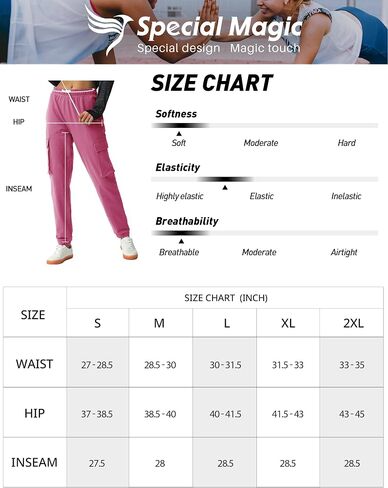 SPECIALMAGIC Women's Cargo Sweatpants Cotton Athletic Joggers 4 Pockets Sporty Pants in Kuwait