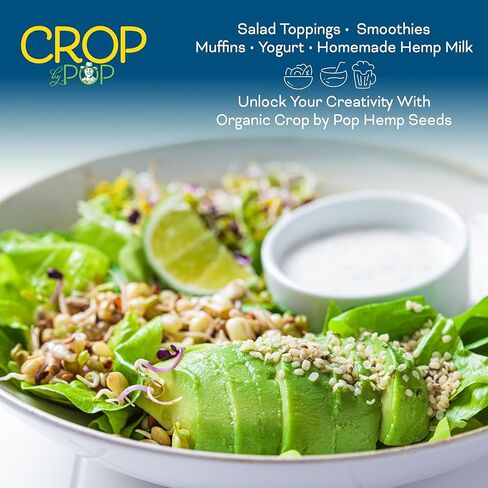 CROP BY POP - Organic Hemp Seeds To Eat, Shelled Hulled Hemp Hearts (16 Oz - 1 LB) USDA Organic & Non GMO Certified, Plant Based Protein, Omega-3 & Omega-6, Vegan, Kosher - Smoothies, Yogurt, Salads in Saudi Arabia