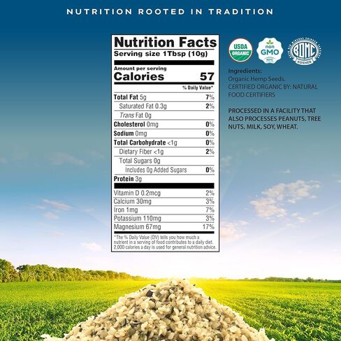 CROP BY POP - Organic Hemp Seeds To Eat, Shelled Hulled Hemp Hearts (16 Oz - 1 LB) USDA Organic & Non GMO Certified, Plant Based Protein, Omega-3 & Omega-6, Vegan, Kosher - Smoothies, Yogurt, Salads in Saudi Arabia
