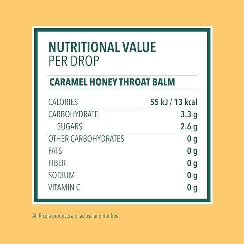 Ricola Throat Balm Caramel Throat Drops with Liquid Center, 34 Count (Pack of 4) Coat & Protect Your Throat, Daily Throat Relief & Protection, Oral Demulcent in Kuwait