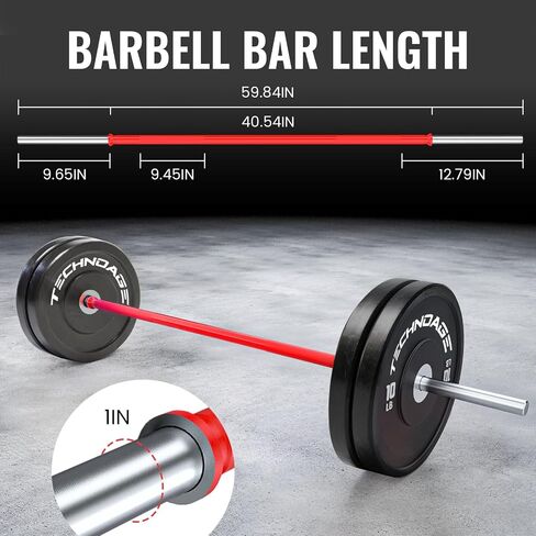 5FT/6FT Olympic Barbell 350LBS Capacity for Strength and Weightlifting Training, for 1 Inch Plates Olympic Bar Barbell for Squat, Curl, Deadlift, Bench Press, Overhead Press, Hip Thrust in Kuwait