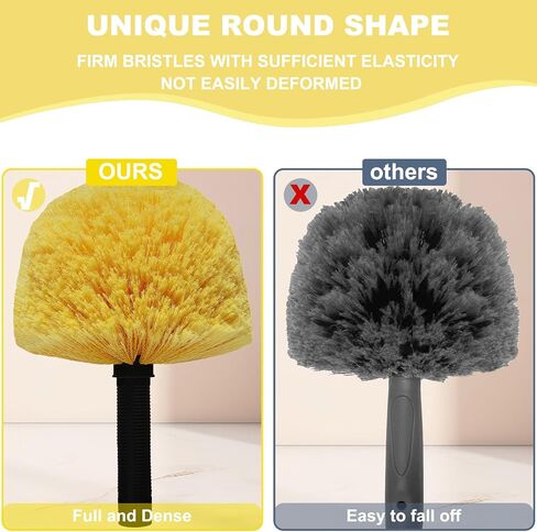 2 Pack Twist-On Cobweb Duster Head Brush - Efficient Indoor & Outdoor Spider Web Cleaning Solution - Fits Standard Acme Threaded Poles - Duster Brush Head Only - Yellow in Saudi Arabia