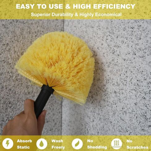 2 Pack Twist-On Cobweb Duster Head Brush - Efficient Indoor & Outdoor Spider Web Cleaning Solution - Fits Standard Acme Threaded Poles - Duster Brush Head Only - Yellow in Saudi Arabia