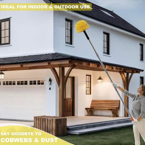 2 Pack Twist-On Cobweb Duster Head Brush - Efficient Indoor & Outdoor Spider Web Cleaning Solution - Fits Standard Acme Threaded Poles - Duster Brush Head Only - Yellow in Saudi Arabia