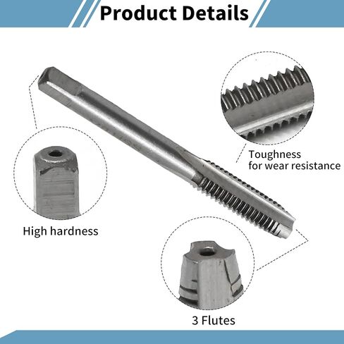 M8 x 1 mm Straight Fluted Machine Tap w/ H2 Tolerance, Metric Machine Tap High Speed Steel 3 Straight Flutes Screw Thread Tap for Repairing Damaged Thread or Making New Thread (2PCS) in Saudi Arabia