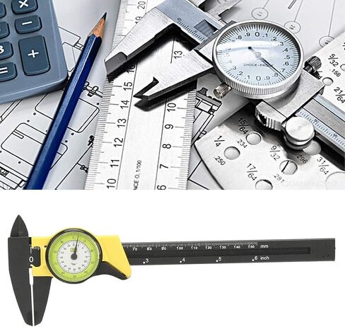 فرجار قرص رنيه، نطاق قياس 0-150 مم، أداة قياس مسطرة رنيه بلاستيكية احترافية لعمال الميكانيكين وعمال الخشب وقياس مجوهرات الأعمال الخشبية (أبيض) in Kuwait