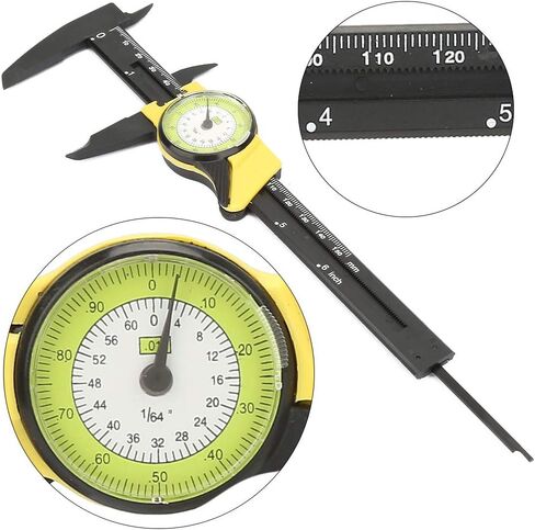 فرجار قرص رنيه، نطاق قياس 0-150 مم، أداة قياس مسطرة رنيه بلاستيكية احترافية لعمال الميكانيكين وعمال الخشب وقياس مجوهرات الأعمال الخشبية (أبيض) in Kuwait