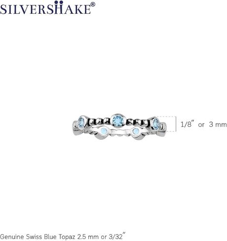 Silvershake Genuine Gemstone 925 Sterling Silver Minimalist Stackable Ring Jewelry for Teens or Women in Saudi Arabia