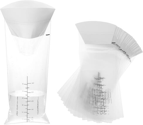 QWORK 50-Pack 1000ml Emesis Vomit Bags with Funnel & Leakproof Non-Return Valve - for Travel, Motion Sickness, Pregnancy, Medical Grade Barf Bag, Portable Throw Bags, Puke Vomit Bag in Saudi Arabia