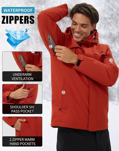 Pioneer Camp Men's Waterproof Ski Jacket Insulated Winter Snow Coat Warm Windproof Mountain Snowboard Hooded Raincoat Gear in Saudi Arabia