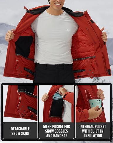 Pioneer Camp Men's Waterproof Ski Jacket Insulated Winter Snow Coat Warm Windproof Mountain Snowboard Hooded Raincoat Gear in Saudi Arabia
