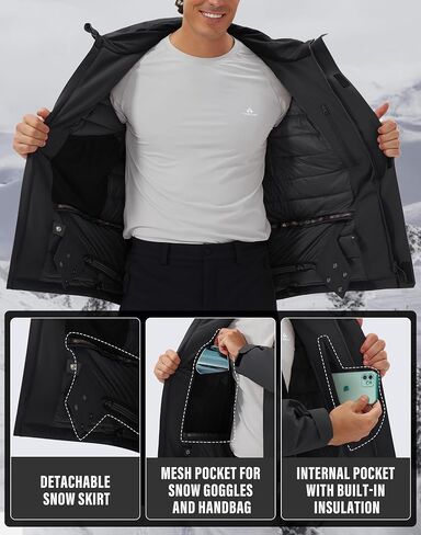 Pioneer Camp Men's Waterproof Ski Jacket Insulated Winter Snow Coat Warm Windproof Mountain Snowboard Hooded Raincoat Gear in Saudi Arabia