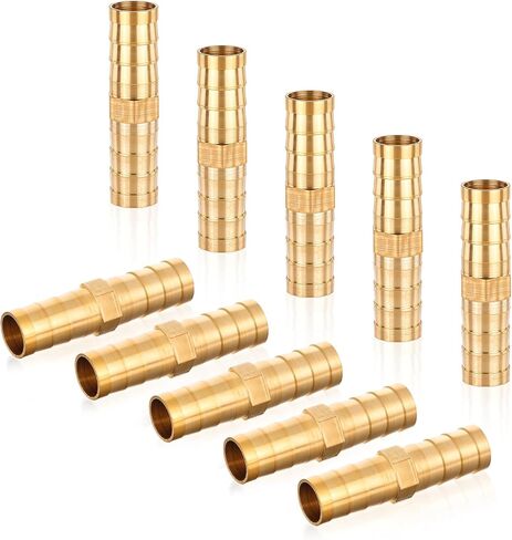 10Pcs Brass Hose Barb Fitting, 3/8" Hose ID Brass Hex Barbed Splicer Mender Barb Hose Union Fuel Gas Water Air Oil, Barbed Fuel Line Connecto Splicer Brass Hose Fitting Mender Joiner in Saudi Arabia