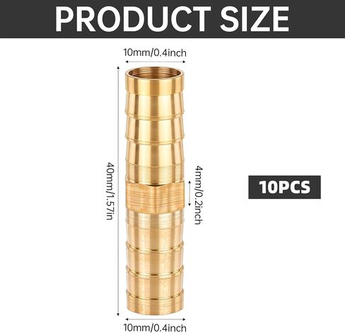 10Pcs Brass Hose Barb Fitting, 3/8" Hose ID Brass Hex Barbed Splicer Mender Barb Hose Union Fuel Gas Water Air Oil, Barbed Fuel Line Connecto Splicer Brass Hose Fitting Mender Joiner in Saudi Arabia