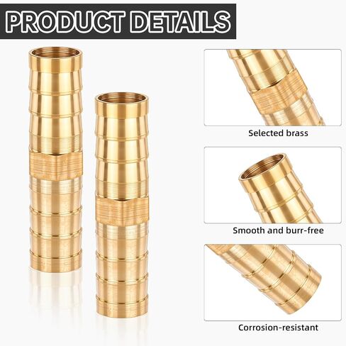 10Pcs Brass Hose Barb Fitting, 3/8" Hose ID Brass Hex Barbed Splicer Mender Barb Hose Union Fuel Gas Water Air Oil, Barbed Fuel Line Connecto Splicer Brass Hose Fitting Mender Joiner in Saudi Arabia
