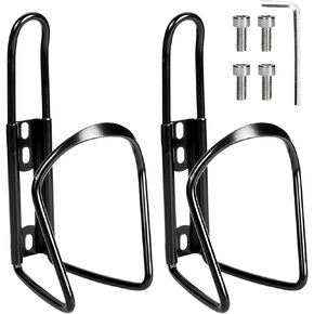 2 Pack PRO Mountain Bike Water Bottle Holder, Lightweight Aluminum Alloy Bicycle Cup Cage with Screws and Tool, Durable Drink Cages for Outdoor Activities, Road, Touring Bike, MTB Cycling, Blacks