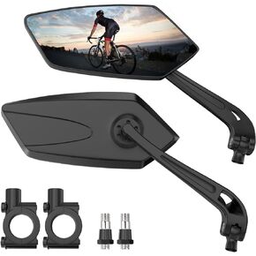 Bike Mirror 2 Pack, Bike Mirrors Handlebar Rearview Mirror, 360° Rotatable Bike Rear View Mirror, Safe Wide Angle Hd Glass Bike Mirrors