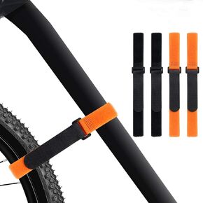SANNIX Reusable Bike Wheel Strap Adjustable Bike Wheel Stabilizer Straps Bike Rack Strap with Durable Hook (Black and Orange)