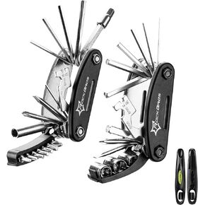 ROCKBROS Bike Repair Kits 16 In 1 Multi-Function Bike Tool Kits Portable Foldable Bike Multitool Cycling Tool Kit Bike Tool Allen Wrench Tire Levers