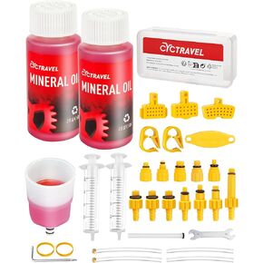 CYCTRAVEL Brake Bleed Kit for Shimano, TEKTRO, TRP Hydraulic Disc Brakes, Mountain Brake Bleed Kit Including High Performance Mineral Oil Brake Fluid (120ml).