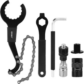 Oumers 6 Pcs Bicycle Repair Tool Set,3-in-1 Multitool Bike Cassette Removal Tool with Chain Whip Allen Wrench Includes Lock-Ring Remover,Crank Puller Bicycle Crank Tool