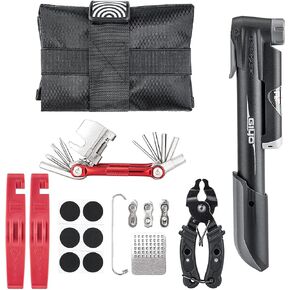 Bicycle Repair Tool Kit with Bike Pump & Saddle Bag - Bike Tool Kits for Repair and Maintenance - Bike Tire Repair Kit Patches Fixes, Bike Multitool, Chain Breaker Tyre Levers (Syle:A) in Kuwait