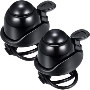 2 Pieces Bike Bell Adjustable Bike Ring Bell Aluminum Bike Ring Bicycle Bell Cycling Ringing Horn with Loud Sound Mini Bicycle Bell for Adults Kids Road Bike Mountain Bike Sports Bike (Black)
