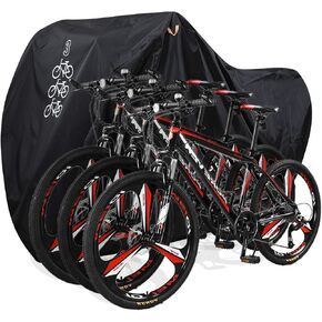 Bike Cover for 2 or 3 Bikes Outdoor Waterproof Bicycle Storage with Lock Hole for Mountain Road Electric Bike Heavy Duty Bikes,Bike Tarp Heavy Duty Ripstop Material 210D