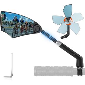 WEST BIKING Anti-Glare Handlebar Bike Mirror - Bike Rear View Mirror With Retractable & 360 ° Adjustable Lens, Foldable Bicycle Mirror For 20-23mm Handlebar (Left)