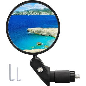 Handlebar Bike Mirror, Bicycle Rearview Mirror, HD Safety Bike Rear View Mirror, Adjustable Handlebar Mounted Convex Mirror with Allen Wrench, for Mountain Road Bikes (1 Mirror)