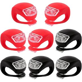 8 Pack Bicycle Light, Silicone LED Bike Light Set, 4 PCS Bike Headlight and 4 Pcs Taillight (Red & White)-Multi-Purpose Waterproof
