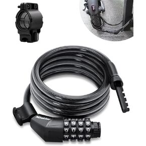 قفل سكوتر NDakter لسكوتر Xiaomi Mijia Segway Ninebot الكهربائي، كابل قفل الدراجة، مجموعة قفل الدراجة، قفل كلمة مرور آمن ملفوف قابل لإعادة الضبط بطول 4 أقدام مع دعامة تثبيت، قطر 1/3 بوصة in Kuwait